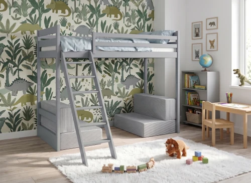 SOFENA 90x200 Hellgrau Etagenbett mit modularem Sofa grau Stoff Zoom 15 Sage Lano Möbel
