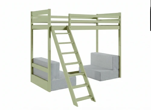 SOFENA 90x200 Olivgrün Etagenbett mit modularem Sofa grau Stoff Zoom 15 Sage Lano Möbel