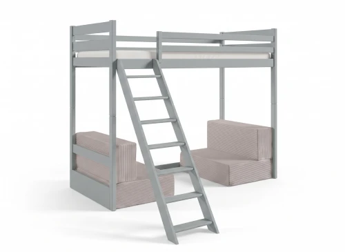 SOFENA 90x200 Hellgrau Etagenbett mit modularem Sofa hellgrau Stoff Zoom 19 Dove Lano Möbel