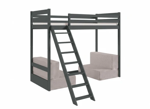 SOFENA 90x200 Graphit  Etagenbett mit modularem Sofa hellgrau Stoff Zoom 19 Dove Lano Möbel