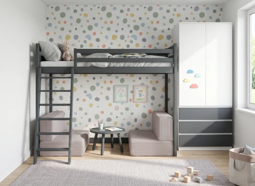 SOFENA 90x200 Graphit  Etagenbett mit modularem Sofa hellgrau Stoff Zoom 19 Dove Lano Möbel