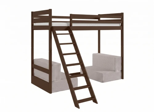 SOFENA 90x200 Zartbitterschokolade Etagenbett mit modularem Sofa hellgrau Stoff Zoom Dove 19 Lano Möbel