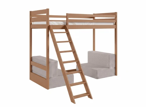 SOFENA 90x200 Zimt Etagenbett mit modularem Sofa hellgrau Stoff Zoom Dove 19 Lano Möbel