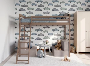 SOFENA 90x200 Milchschokolade Etagenbett mit modularem Sofa hellgrau Stoff Zoom Dove 19 Lano Möbel