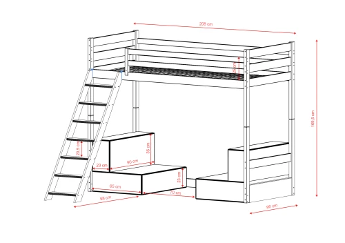 SOFENA 90x200 Baumwolle Etagenbett mit modularem Sofa hellgrau Stoff Zoom Dove 19, Lano Möbel